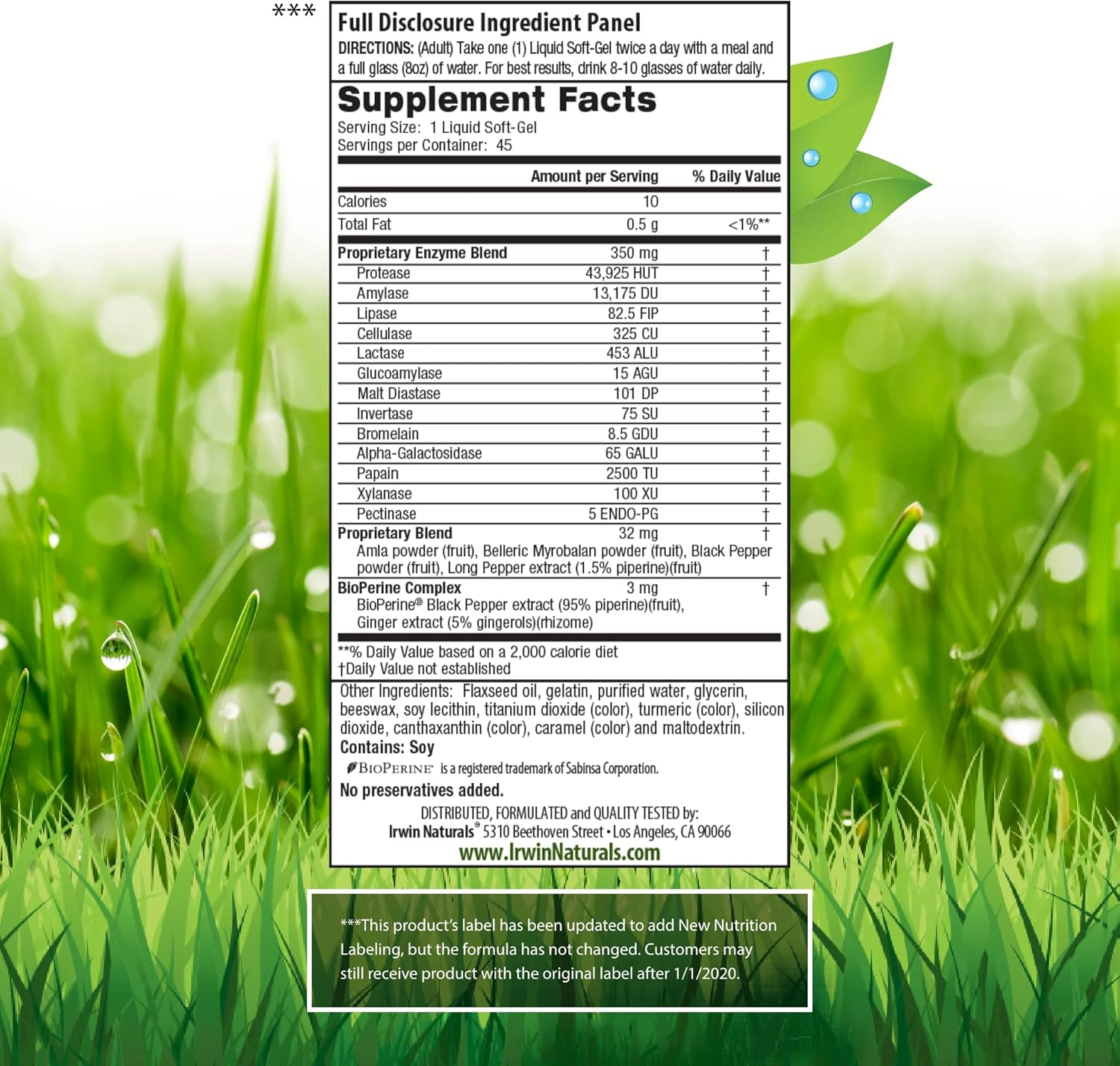 Irwin Naturals Anti-Gas Digestive Enzymes - 90 Liquid Soft-Gels for Food Breakdown & Bloating Relief - Pack of 2