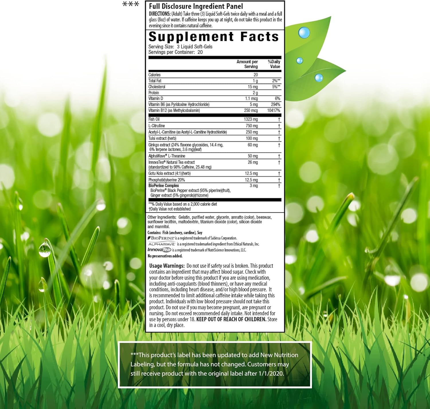 Irwin Naturals Brain Awake RED Liquid Soft-Gels - Enhanced with Nitric Oxide Booster for Brain Health - 60 Count