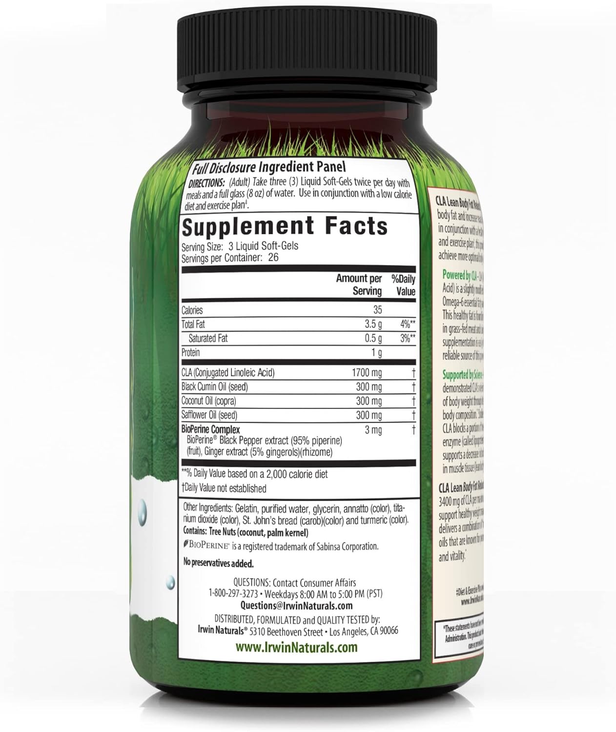 Irwin Naturals CLA Lean Body Fat Reduction Liquid Soft-Gels - Reduces Body Fat & Boosts Muscle Tone - 80 Count