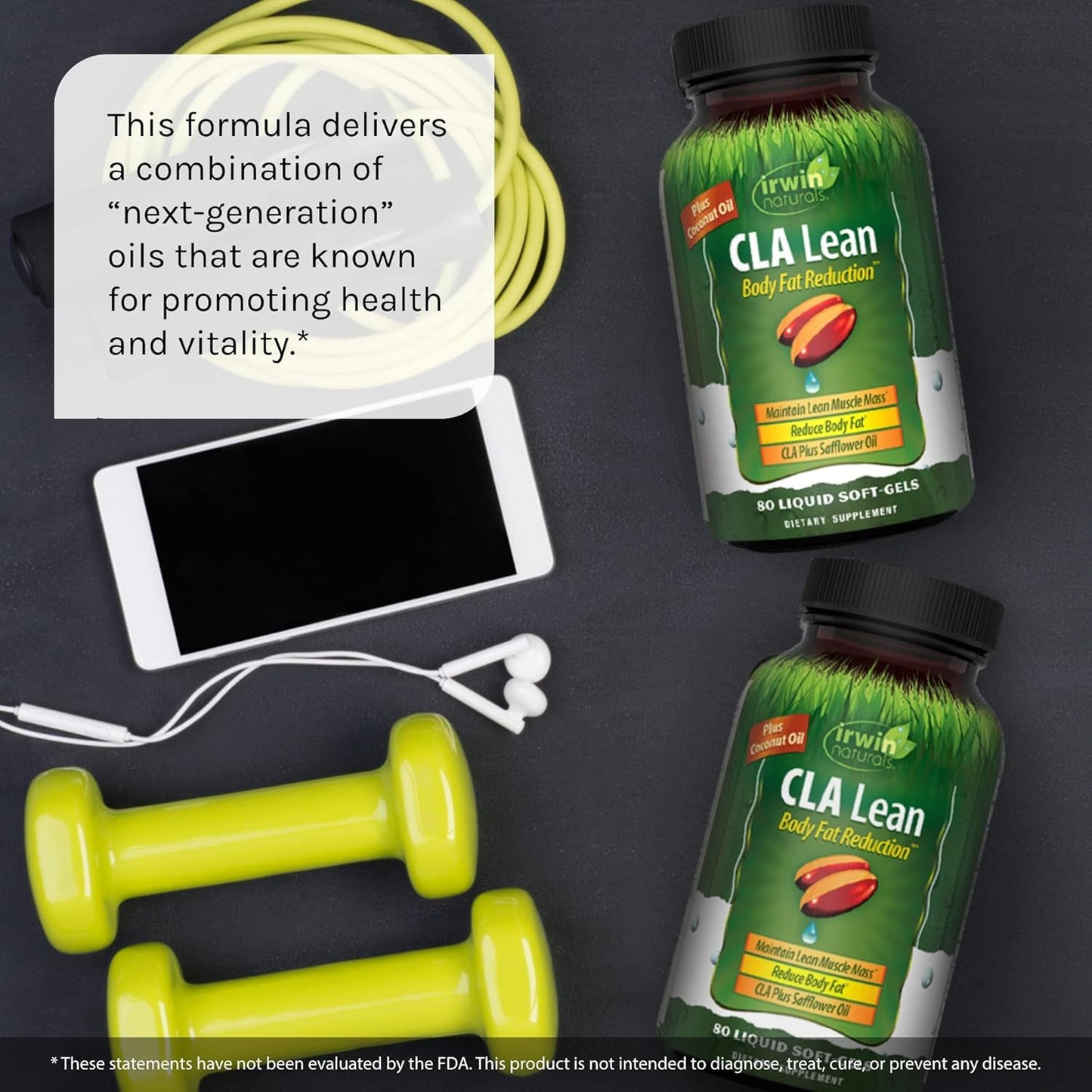 Irwin Naturals CLA Lean Body Fat Reduction Liquid Soft-Gels - Reduces Body Fat & Boosts Muscle Tone - 80 Count