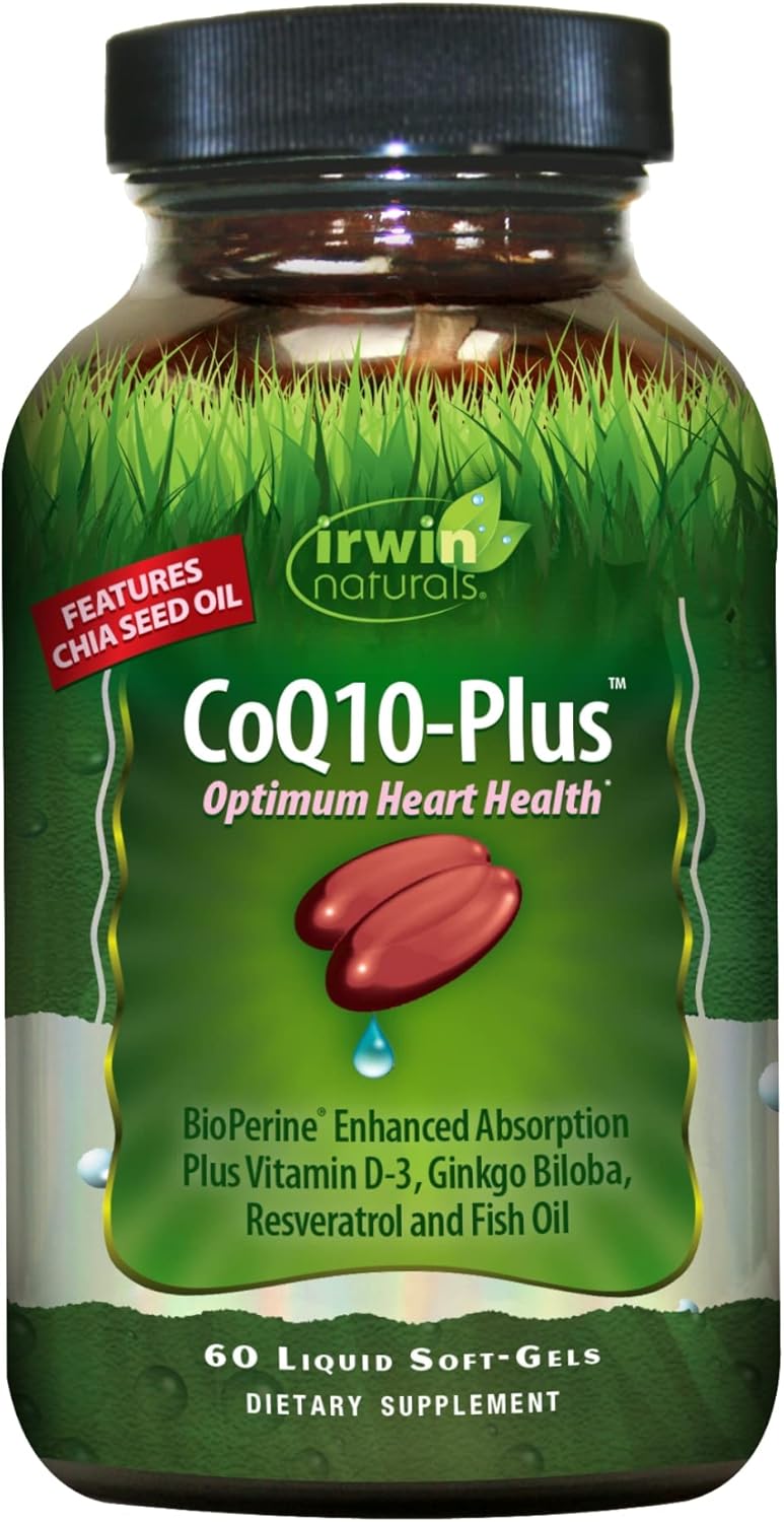 Irwin Naturals CoQ10-Plus with Chia Seed Oil for Optimal Heart Health - 60 Liquid Soft-Gels