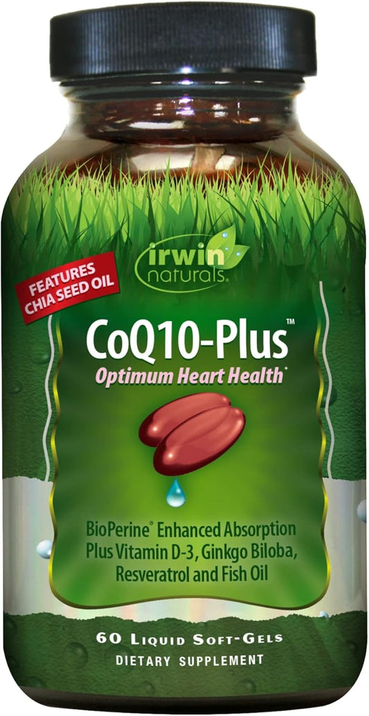 Irwin Naturals CoQ10-Plus with Chia Seed Oil for Optimal Heart Health - 60 Liquid Soft-Gels