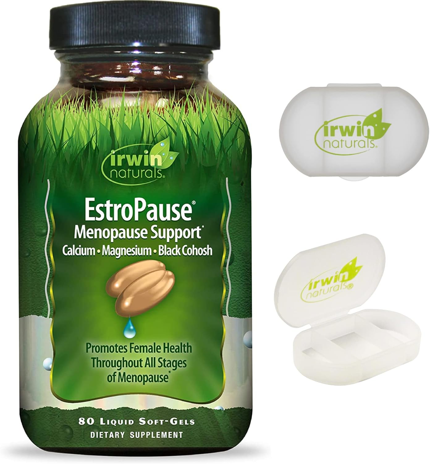 Irwin Naturals EstroPause Menopause & Women's Health Support Supplement - Herbal & Mineral Blend - 80 Liquid Softgels
