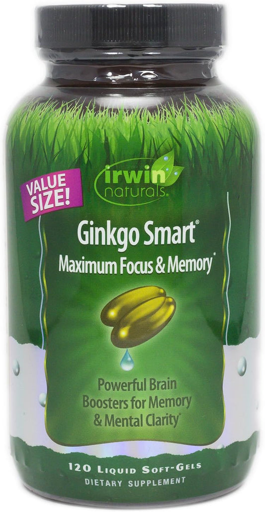 Irwin Naturals Ginkgo Smart 120 Liquid Softgels Supplement for Brain Health and Mental Clarity