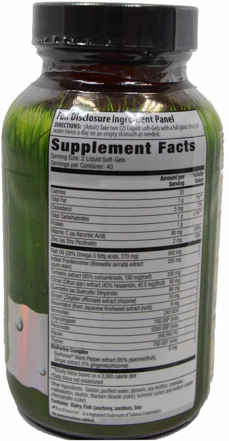 Irwin Naturals Inflamma-Less Liquid Softgels - 2-Pack Bundle for Comfort, Mobility, and Flexibility with Pill Case Included