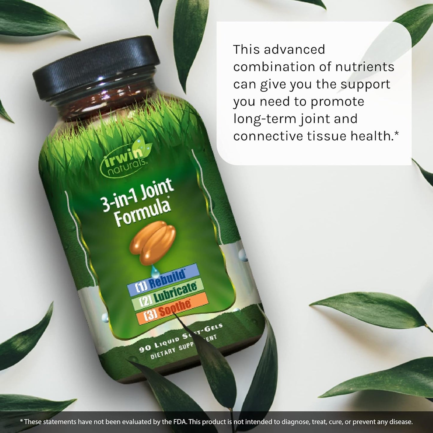 Irwin Naturals Joint Support Supplement - 3-in-1 Formula with Glucosamine, Chondroitin, Turmeric, & Boswellia - 90 Softgels