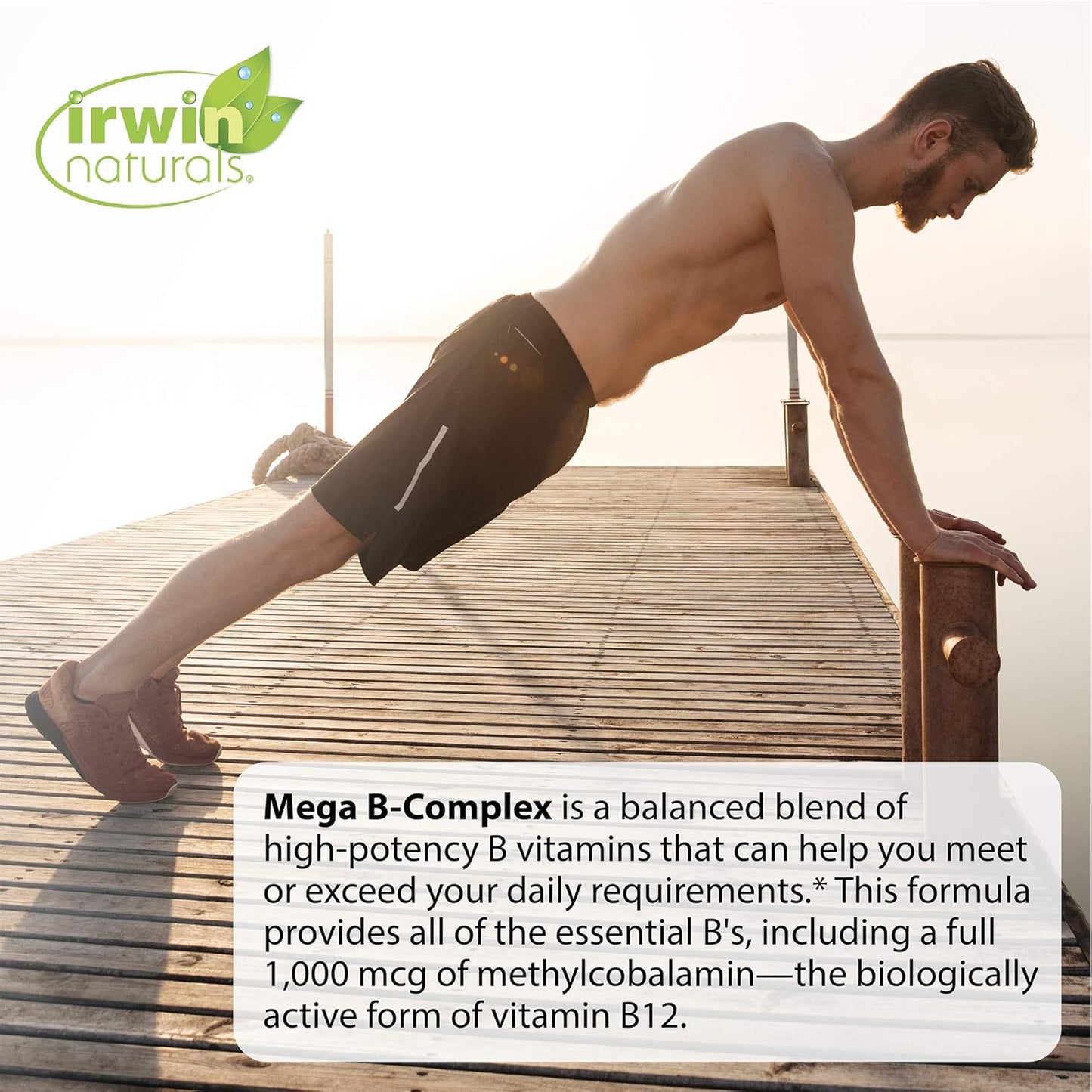 Irwin Naturals Mega B Complex Softgels with Quick Energy MCT's - 60 Count Bundle with Pill Case