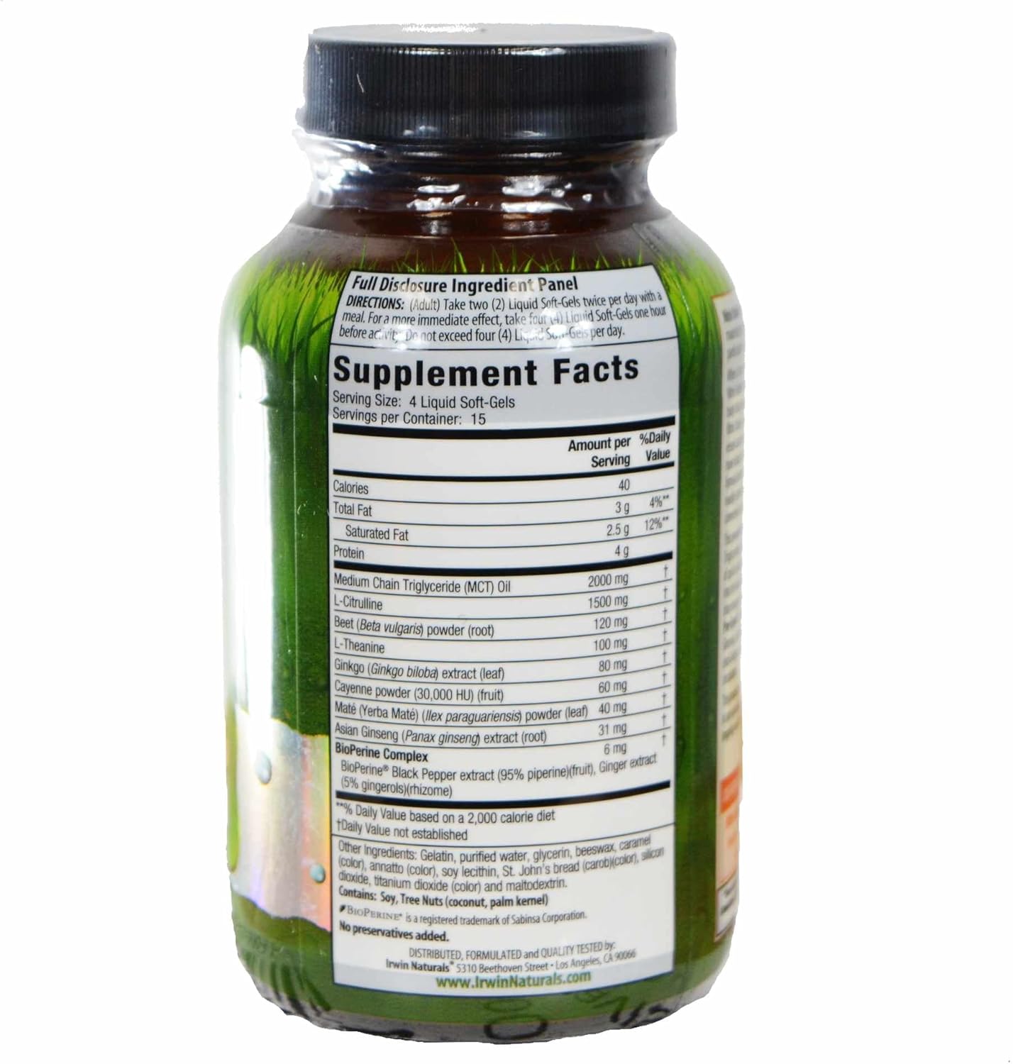 Irwin Naturals Nitric Oxide Pre Sport Supplement with L-Citrulline - 60 Liquid Softgels + Pill Case