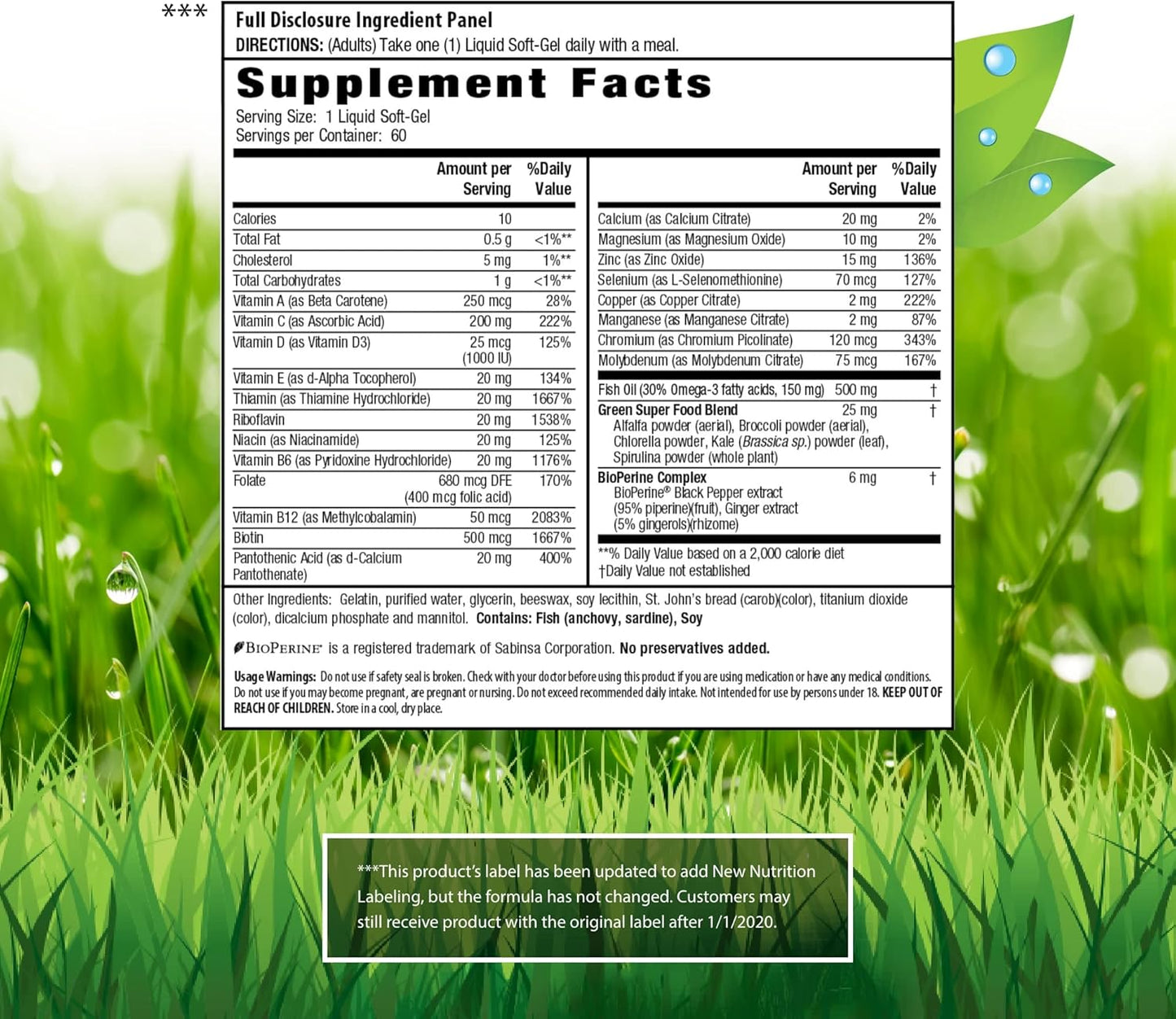Irwin Naturals Only One Liquid-Gel Multi - 60 Softgels - Daily Essential Vitamins, Minerals, Antioxidants & Omega-3