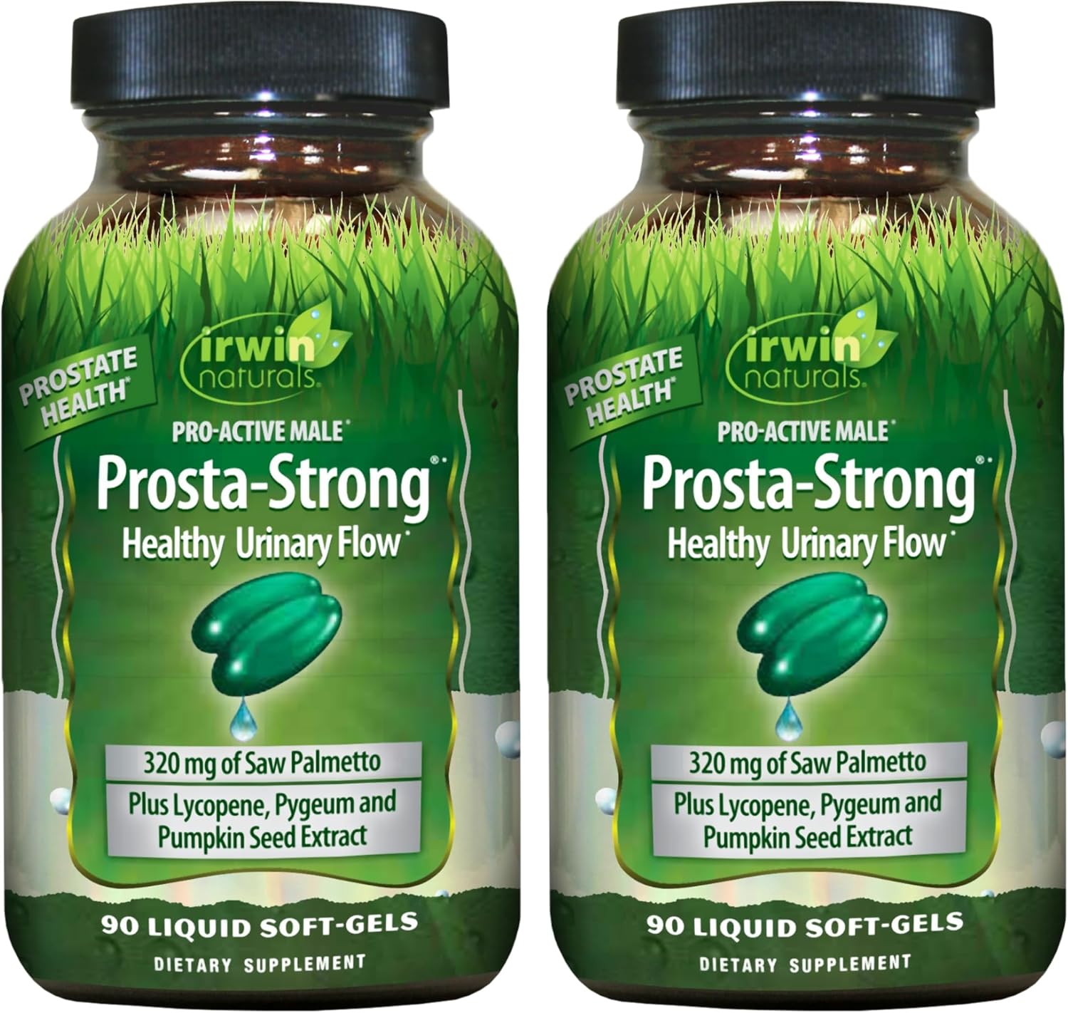 Irwin Naturals Prosta-Strong - Prostate Health Support Supplement - 90 Liquid Softgels x2 Pack - Saw Palmetto, Lycopene, Pumpkin Seed & More