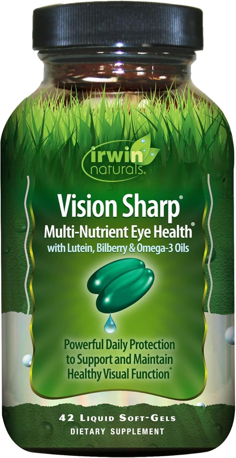 Irwin Naturals Vision Sharp Eye Health Supplement with Lutein, Bilberry, and Omega-3 - 42 Softgels
