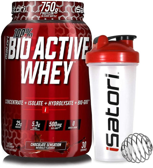 iSatori Bio-Active Whey Protein Chocolate Flavor with Classic Blender Bottle - 30 Servings
