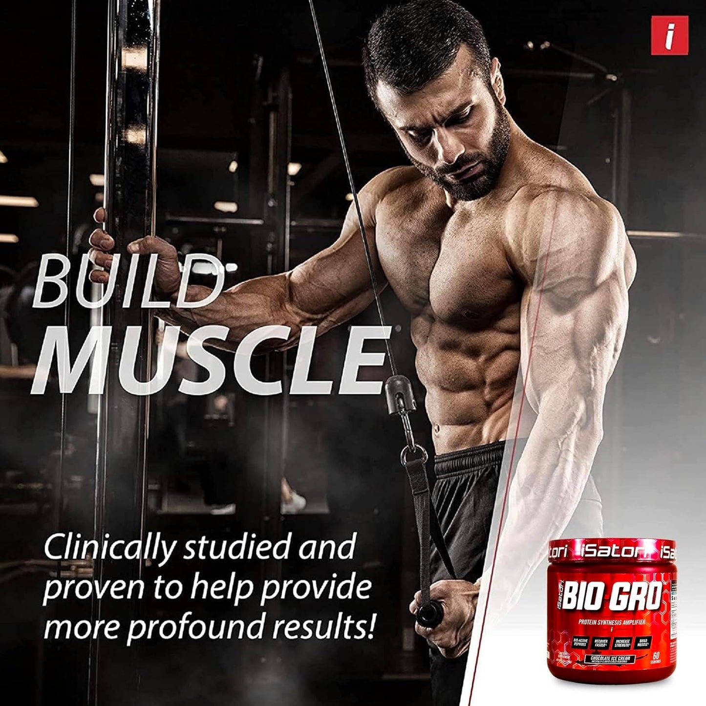 iSatori BIO-GRO Muscle Recovery & Growth Protein Amplifier - Chocolate Ice Cream (60 Servings) - Stimulant-Free Pre-Workout & Colostrum Supplement