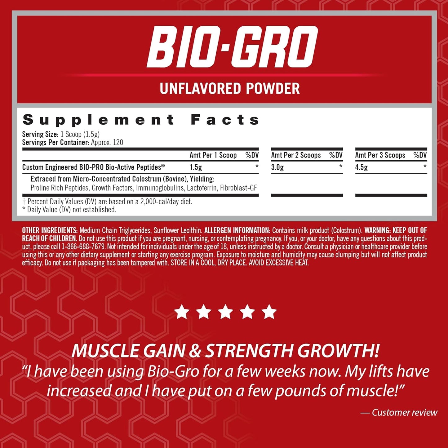 iSatori BIO-GRO Muscle Recovery & Growth Supplement with Bio-Active Peptides - 120 Servings