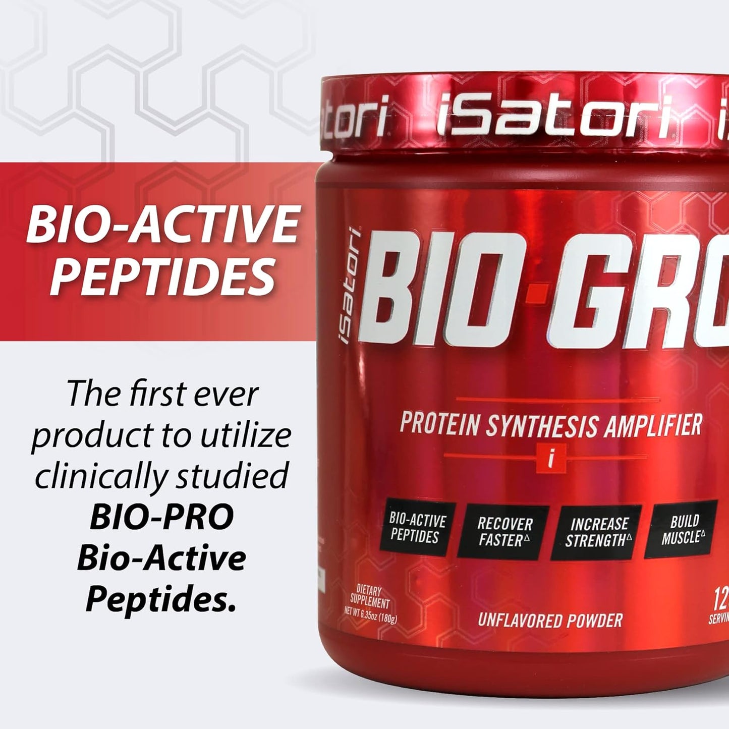 iSatori BIO-GRO Muscle Recovery & Growth Supplement with Bio-Active Peptides - 120 Servings