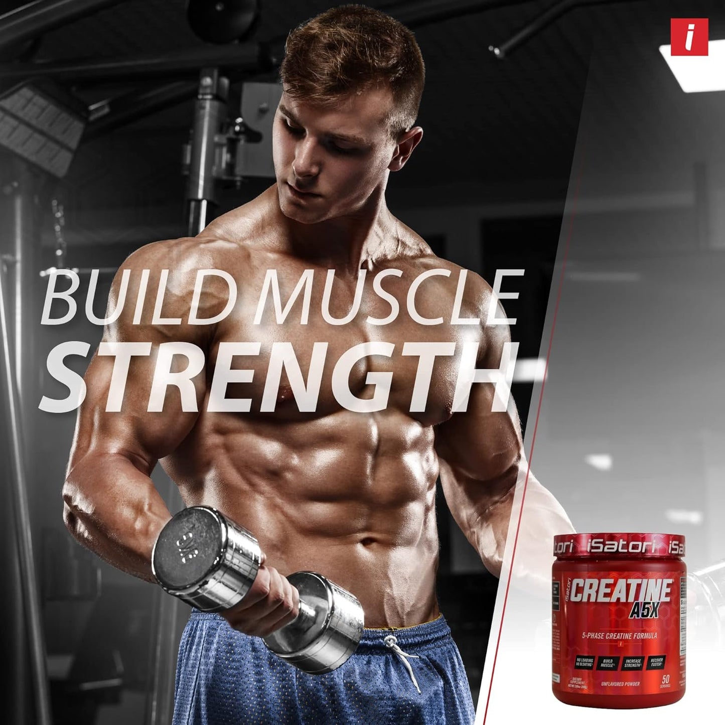 iSatori Creatine A5X: 5 Phase Powder with Betaine Anhydrous for Muscle Building & Recovery, 50 Servings