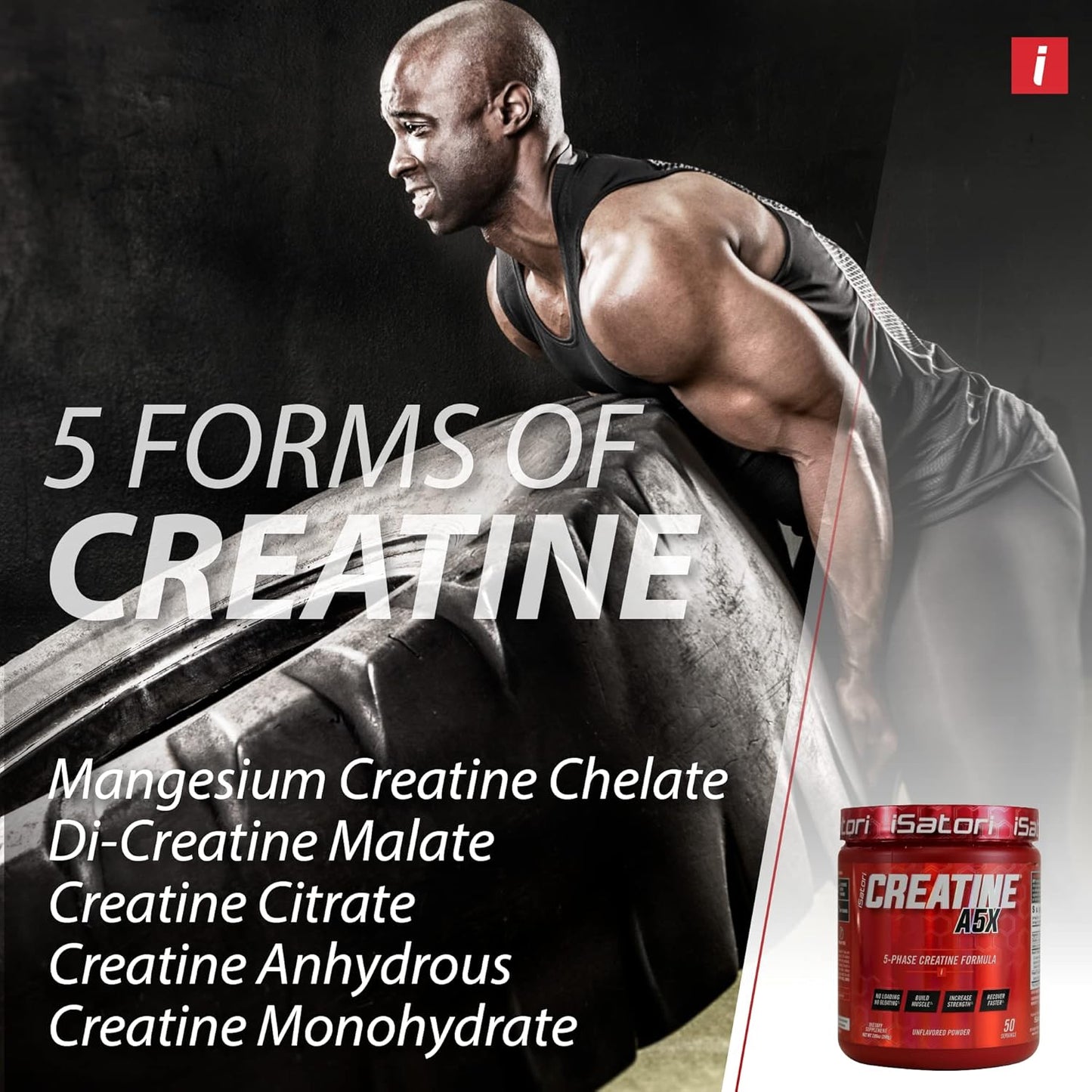 iSatori Creatine A5X: 5 Phase Powder with Betaine Anhydrous for Muscle Building & Recovery, 50 Servings