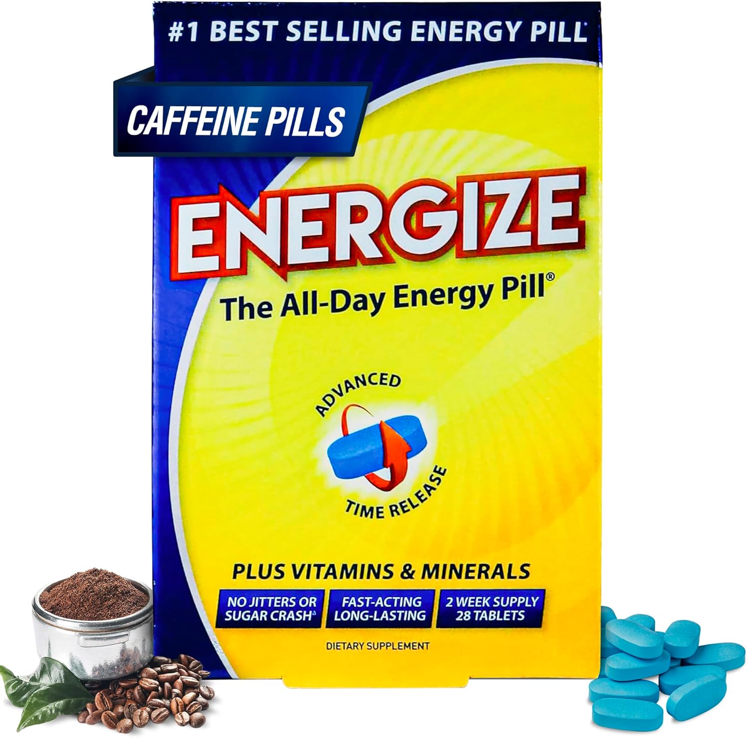 iSatori Energize Caffeine Pills - Powerful Energy Boost in a Bottle (28 Tablets)