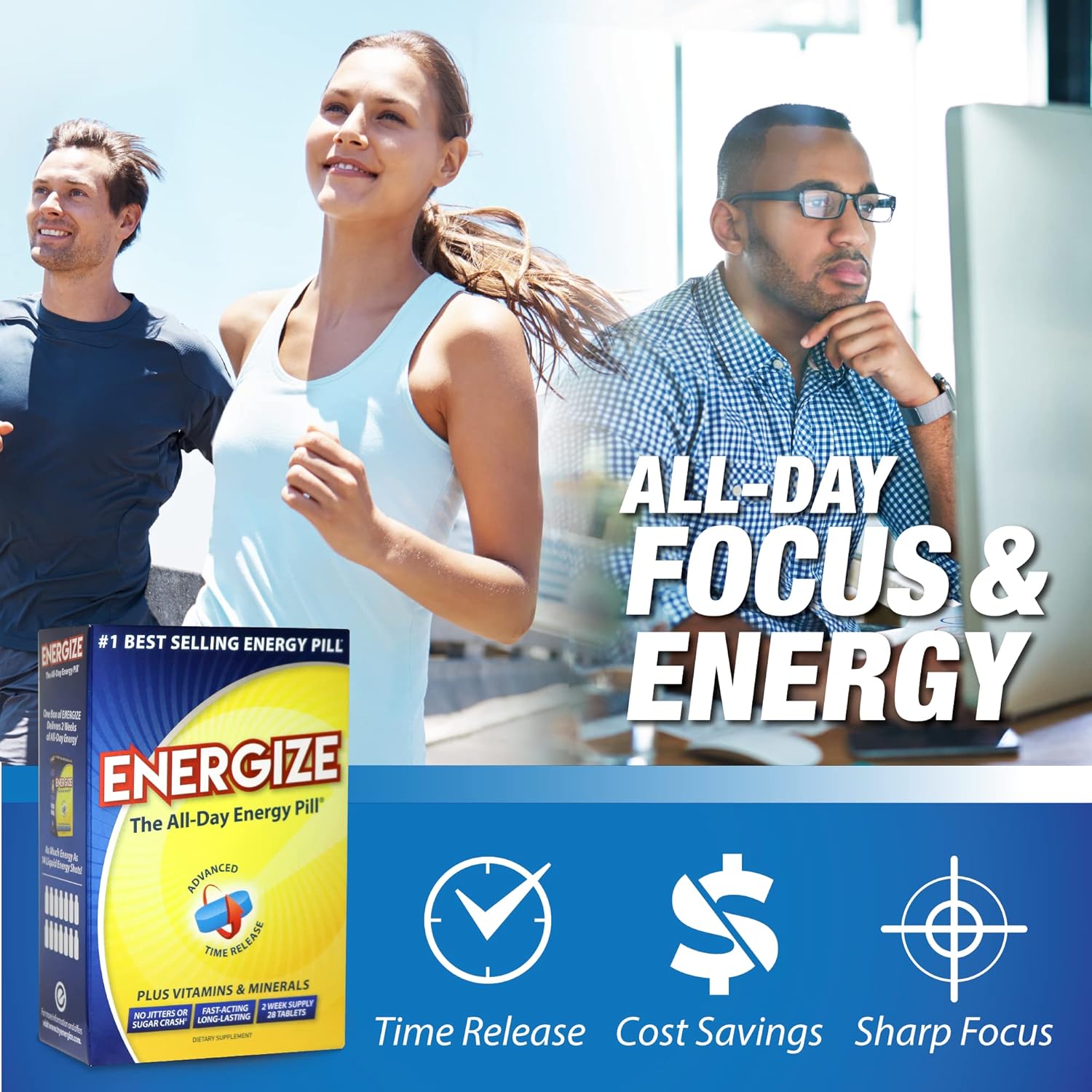 iSatori Energize Caffeine Pills - Powerful Energy Boost in a Bottle (28 Tablets)