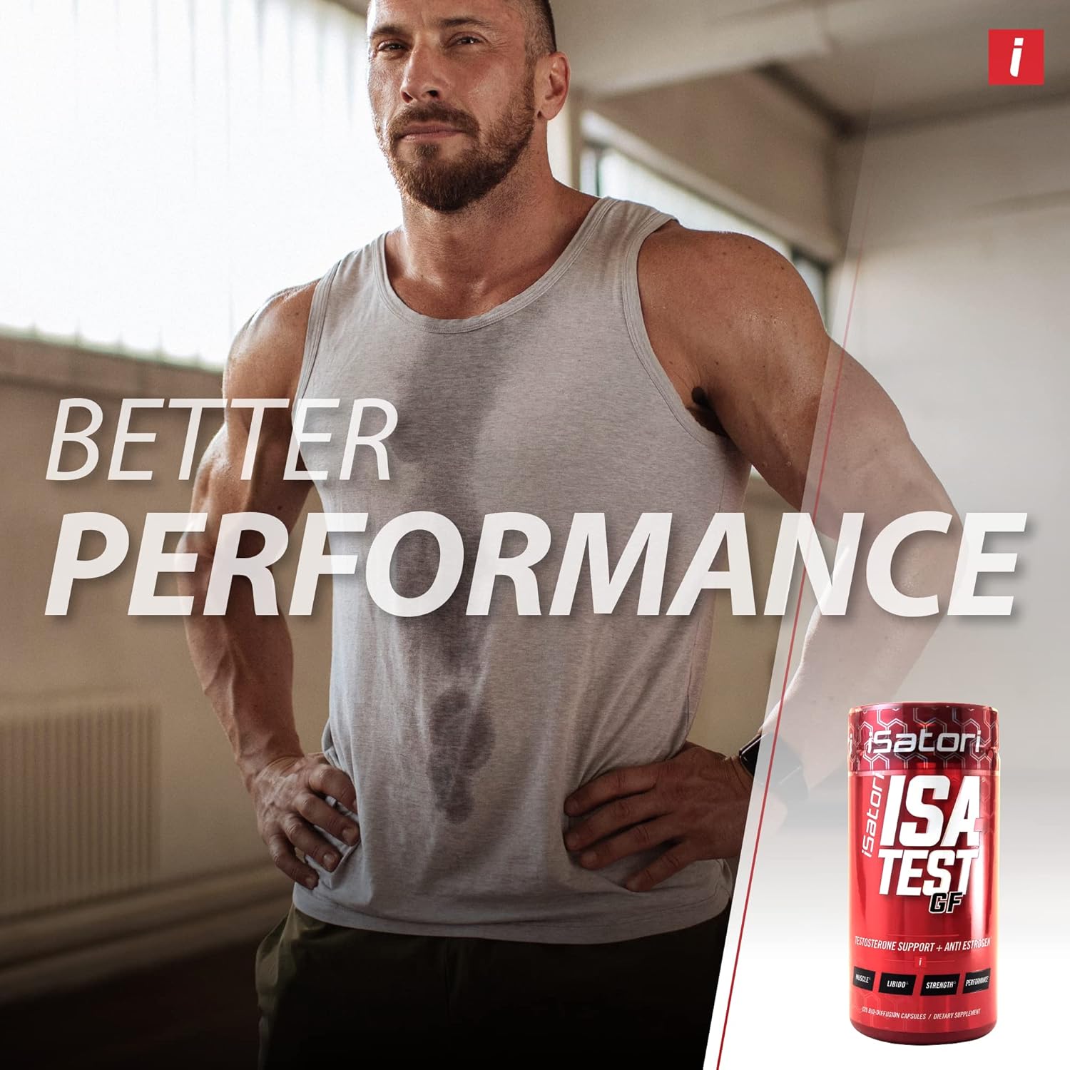 iSatori ISA-Test GF High Performance - 120 Capsules for Strength and Muscle Mass Gain - Hardcore Training for Exercise and Sports - Gluten-Free Anti-Estrogen Complex