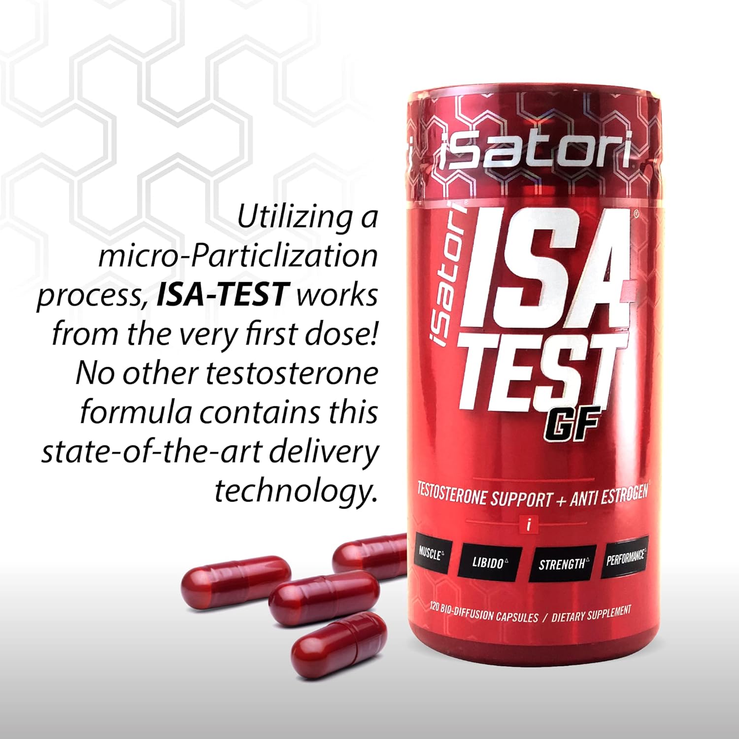 iSatori ISA-Test GF High Performance - 120 Capsules for Strength and Muscle Mass Gain - Hardcore Training for Exercise and Sports - Gluten-Free Anti-Estrogen Complex