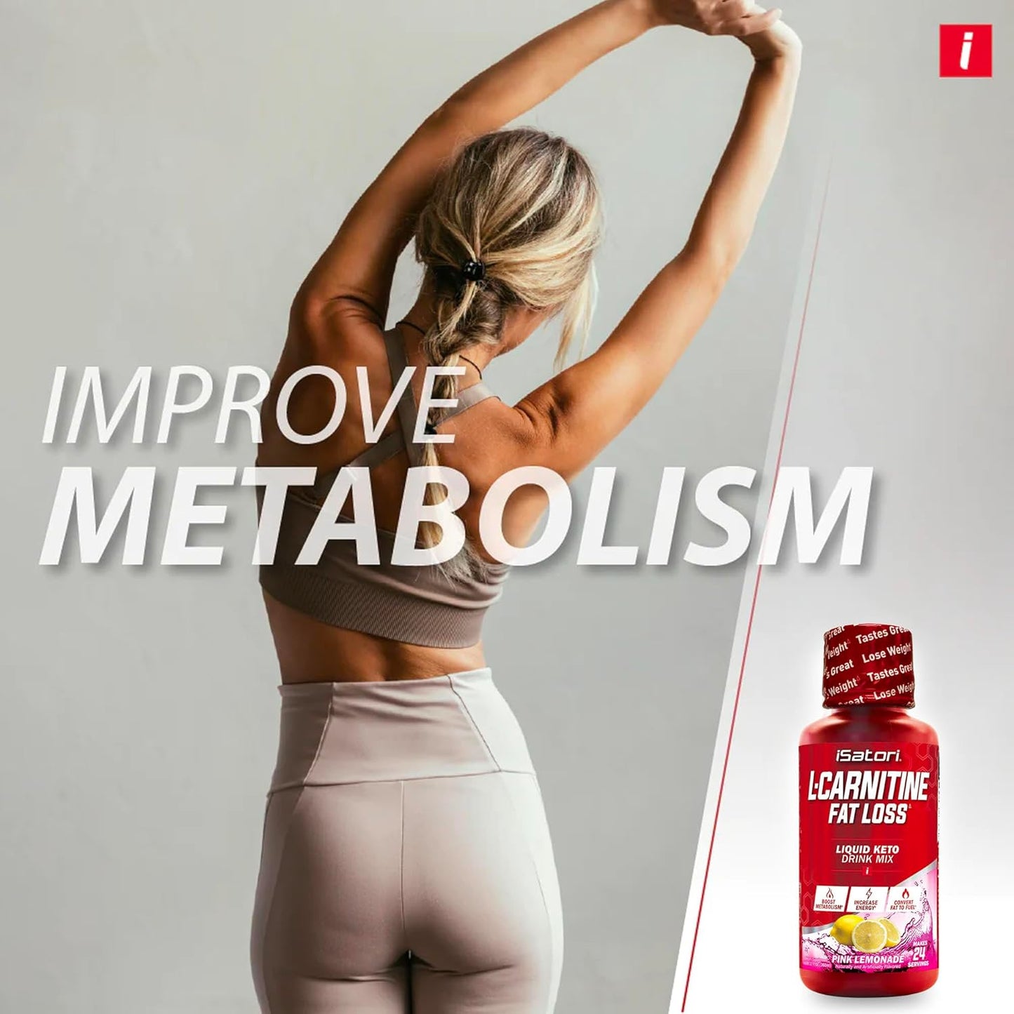iSatori L-Carnitine 1500 Liquid Supplement - Triple Blend with Acetyl & Tartrate for Stimulant-Free Energy - Keto-Friendly Pink Lemonade Flavor (24 Servings)