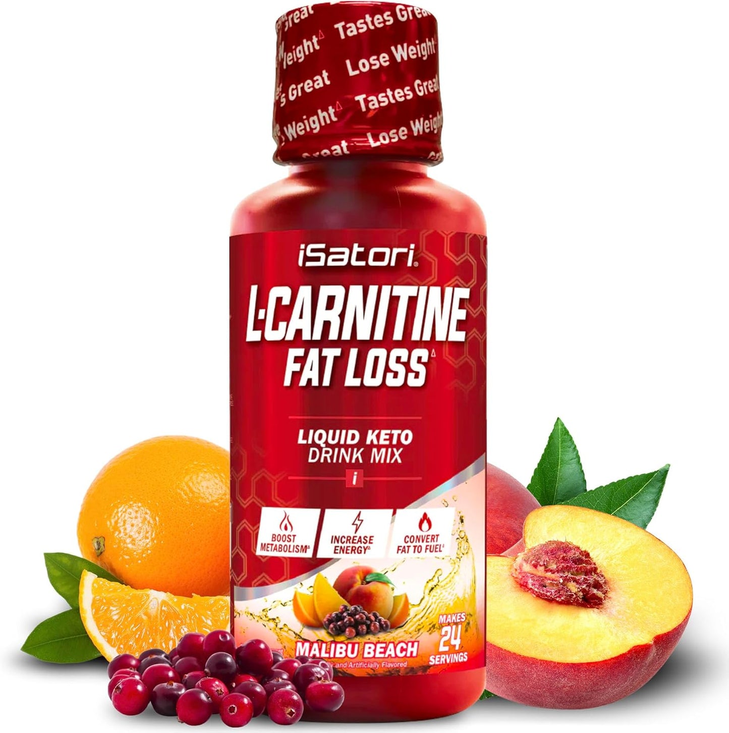 iSatori L-Carnitine 1500 Liquid Supplement Duo Pack - Mixed Berry & Malibu Beach Flavors, 48 Servings