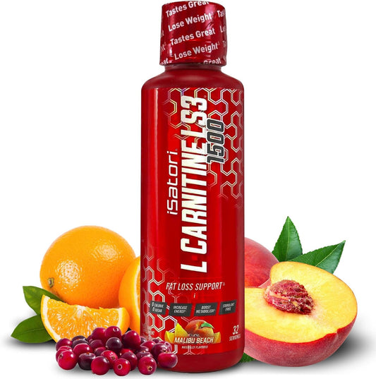 iSatori L-Carnitine LS3 1500 Liquid Supplement - Triple Blend with Acetyl & Tartrate - Sugar, Gluten, and Calorie Free - Keto Friendly - Malibu Beach Flavor - 32 Servings