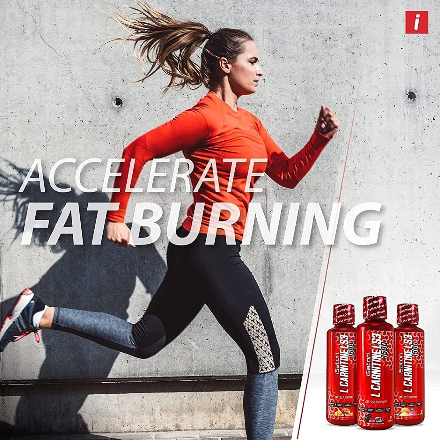 iSatori L-Carnitine LS3 1500 Liquid Supplement - Triple Blend with Acetyl & Tartrate - Sugar, Gluten, and Calorie Free - Keto Friendly - Malibu Beach Flavor - 32 Servings