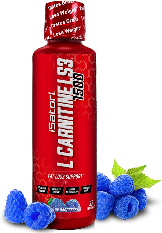 iSatori L-Carnitine LS3 1500 Liquid Supplement with Acetyl & Tartrate, Stimulant-Free Energy, Keto-Friendly, Blue Raspberry Flavor - 32 Servings