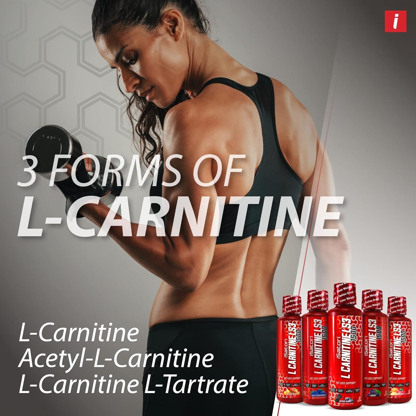 iSatori L-Carnitine LS3 1500 Liquid Supplement with Acetyl & Tartrate, Stimulant-Free Energy, Keto-Friendly, Blue Raspberry Flavor - 32 Servings