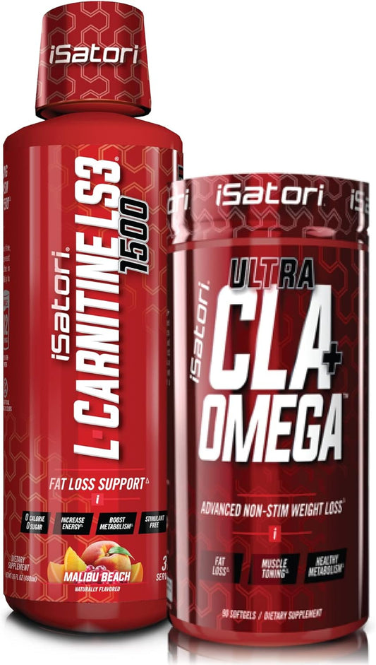 iSatori Malibu Beach L-Carnitine LS3 1500mg & Ultra CLA Combo - 32 Servings & 90 Softgels