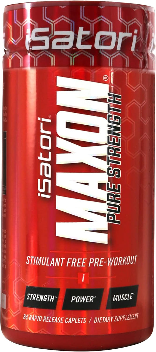 iSatori Maxon Stimulant-Free Pre-Workout Tablets, Pure Strength & Performance Formula with Kre-Alkalyn Creatine, Fenugreek, Agmapure & elevATP, Caffeine-Free for Men, 84 Tablets