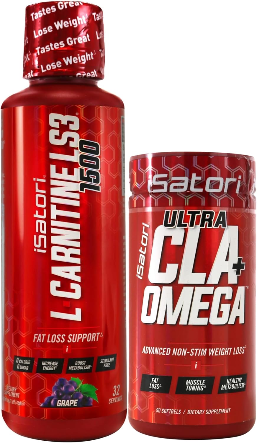 iSatori Ultra CLA Softgels with Liquid L-Carnitine LS3 Grape, Acetyl, Omega 3 6 9 Safflower Oil - 32 Servings