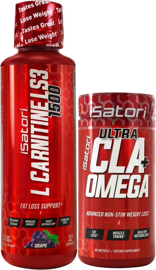 iSatori Ultra CLA Softgels with Liquid L-Carnitine LS3 Grape, Acetyl, Omega 3 6 9 Safflower Oil - 32 Servings