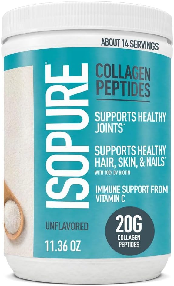 Isopure Bundle: Bovine Colostrum & Collagen Peptides Powder with Vitamin C & Biotin - 90 Servings & 14 Servings, Unflavored
