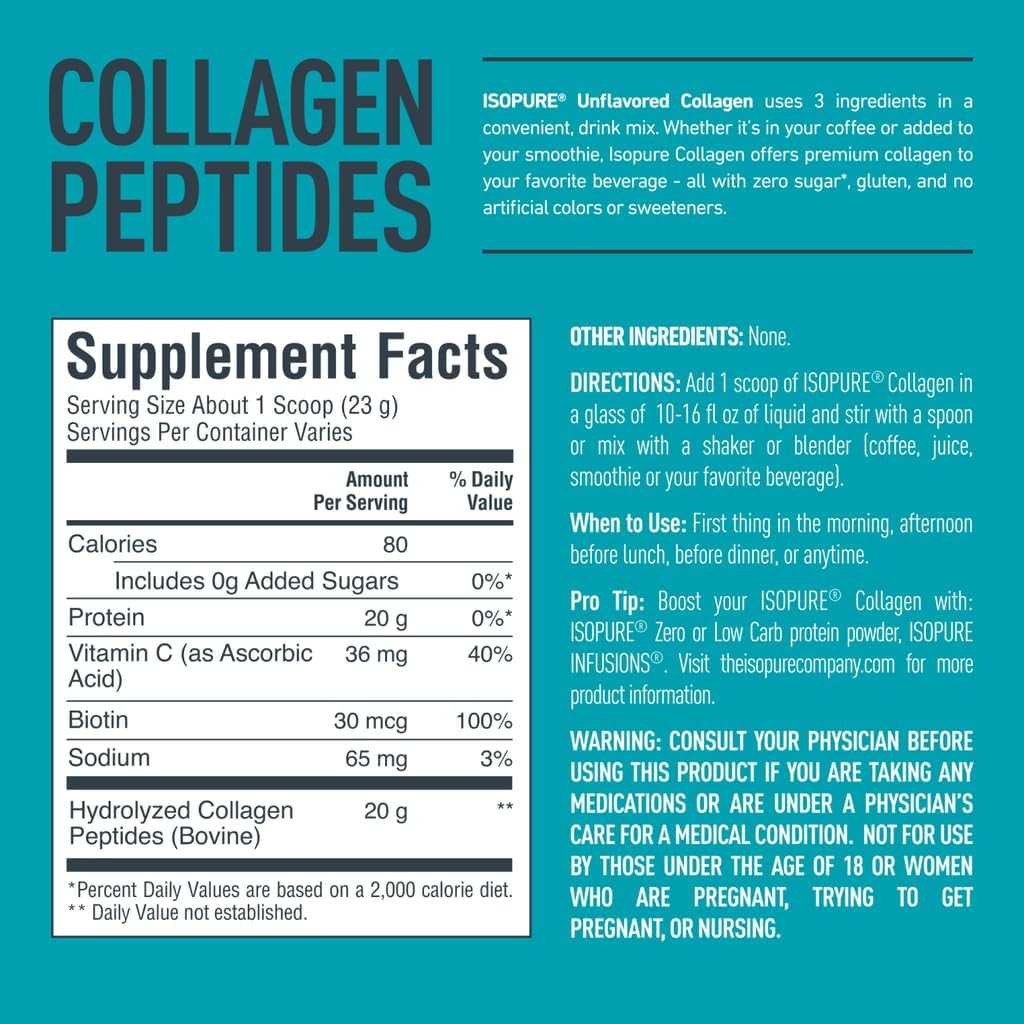 Isopure Bundle: Bovine Colostrum & Collagen Peptides Powder with Vitamin C & Biotin - 90 Servings & 14 Servings, Unflavored