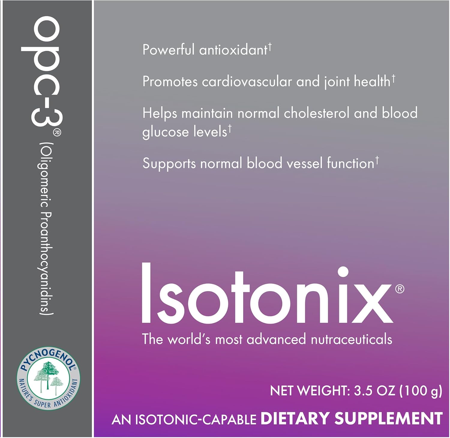 Isotonix OPC-3 Antioxidant Supplement with Pycnogenol, Grape Seed, Bilberry, Red Wine, and Pine Bark Extracts for Heart and Circulatory Support - 30 Servings