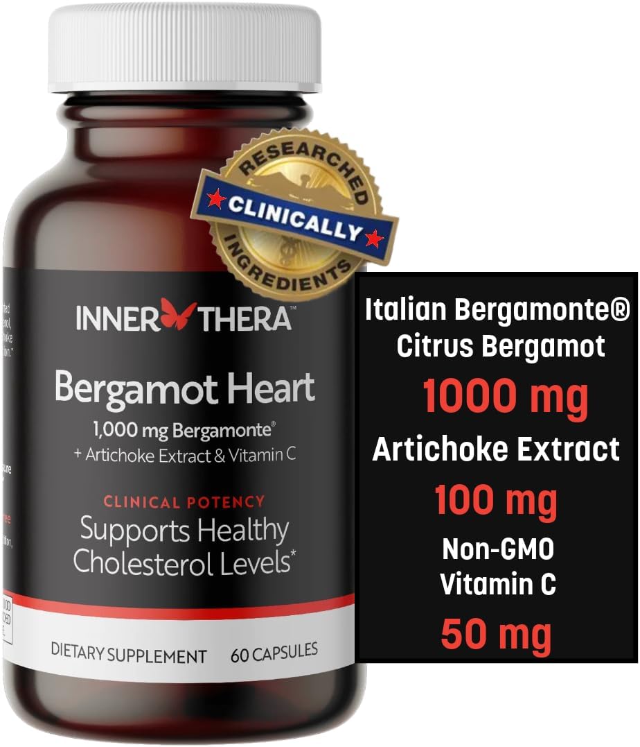 Italian Citrus Bergamot Supplement for High Cholesterol & Heart Health - 1000mg Patented Bergamonte - Clinically Proven & Cardiologist Developed - Highest Polyphenols