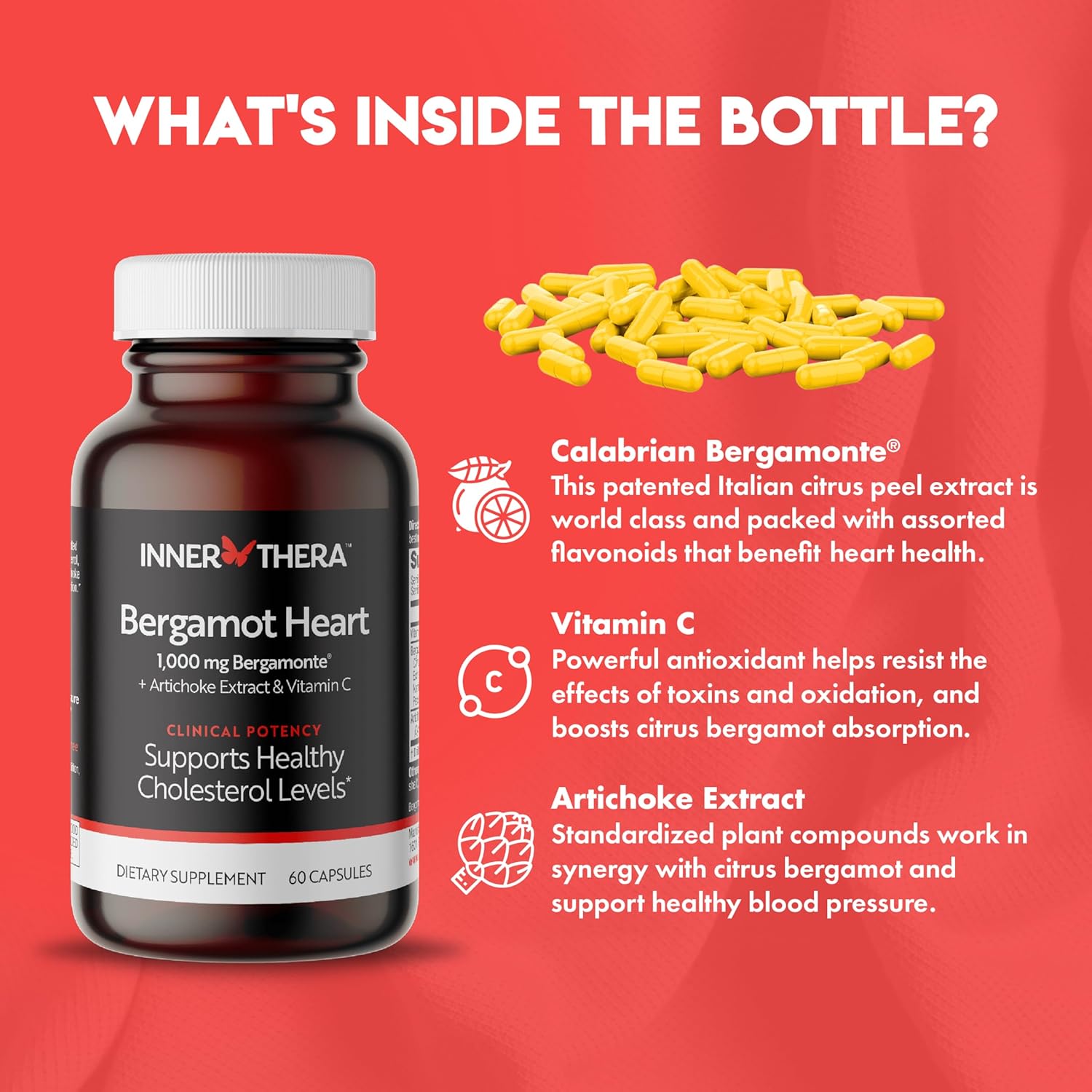 Italian Citrus Bergamot Supplement for High Cholesterol & Heart Health - 1000mg Patented Bergamonte - Clinically Proven & Cardiologist Developed - Highest Polyphenols