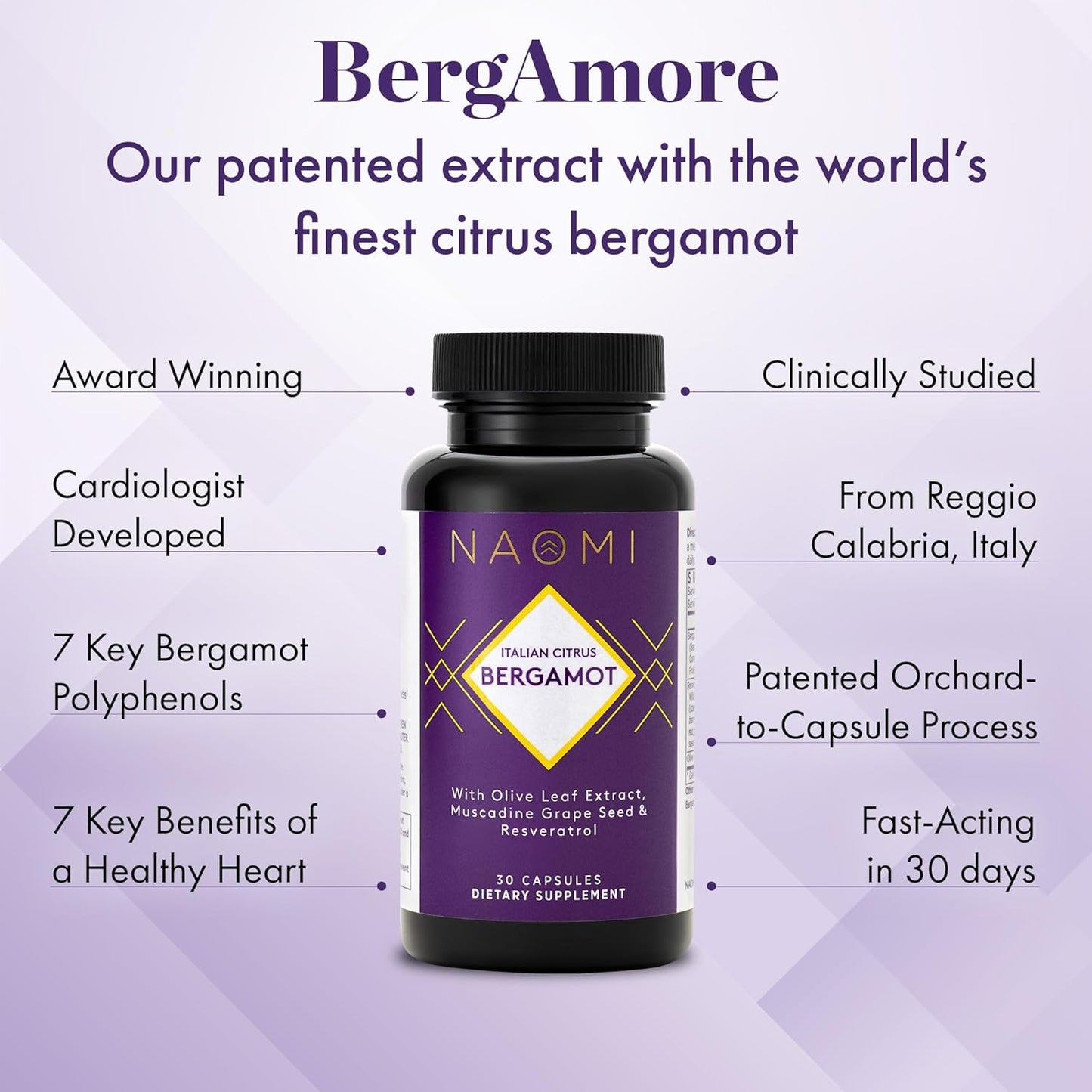 Italian Citrus Bergamot with Resveratrol for Healthy Cholesterol and Cellular Function - Developed by Cardiologist, 90-Day Supply