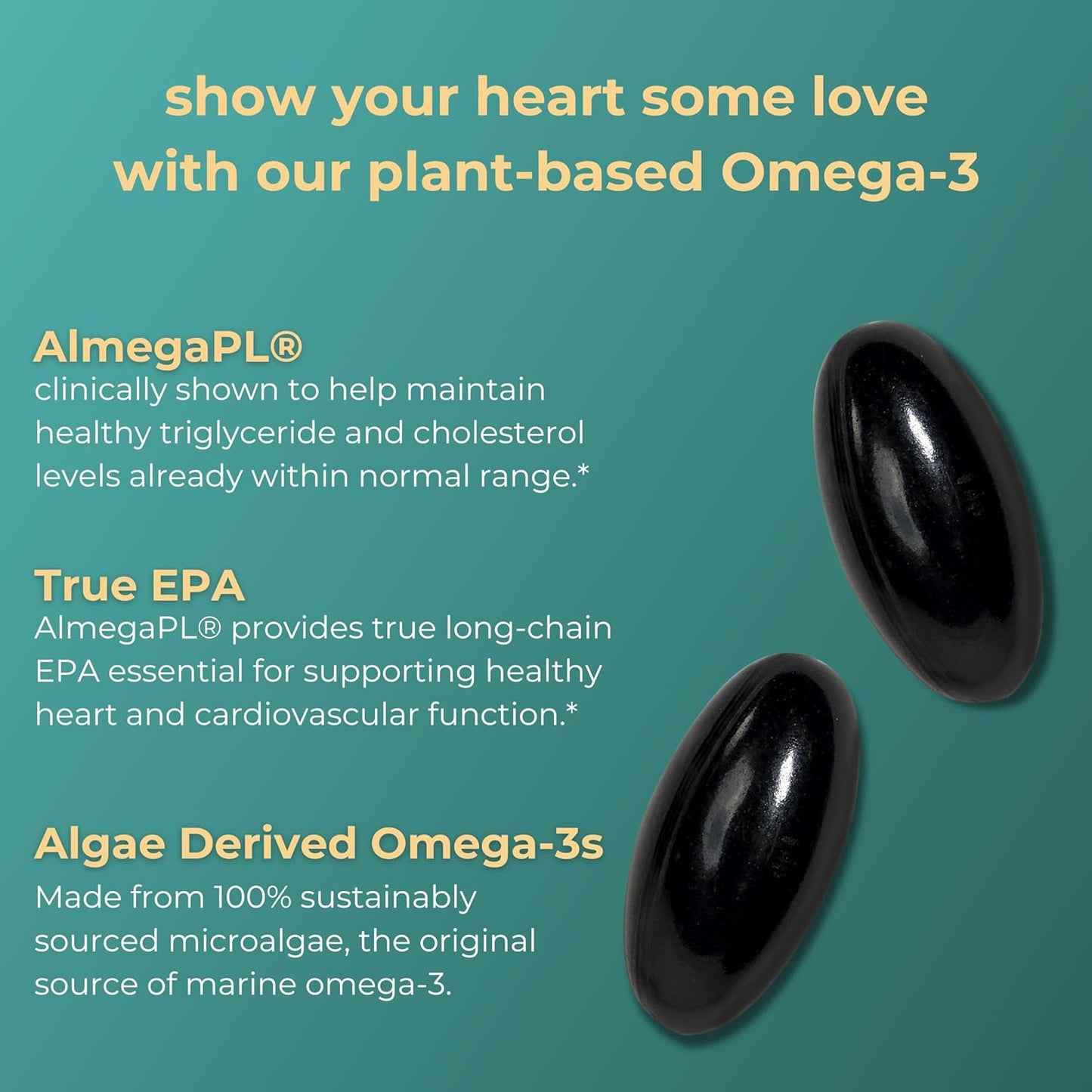 Iwi Life Heart Omega-3 Softgels - 180 Count, Vegan Algae Fatty Acids + EPA Supplement for Heart Health, Krill & Fish Oil Alternative