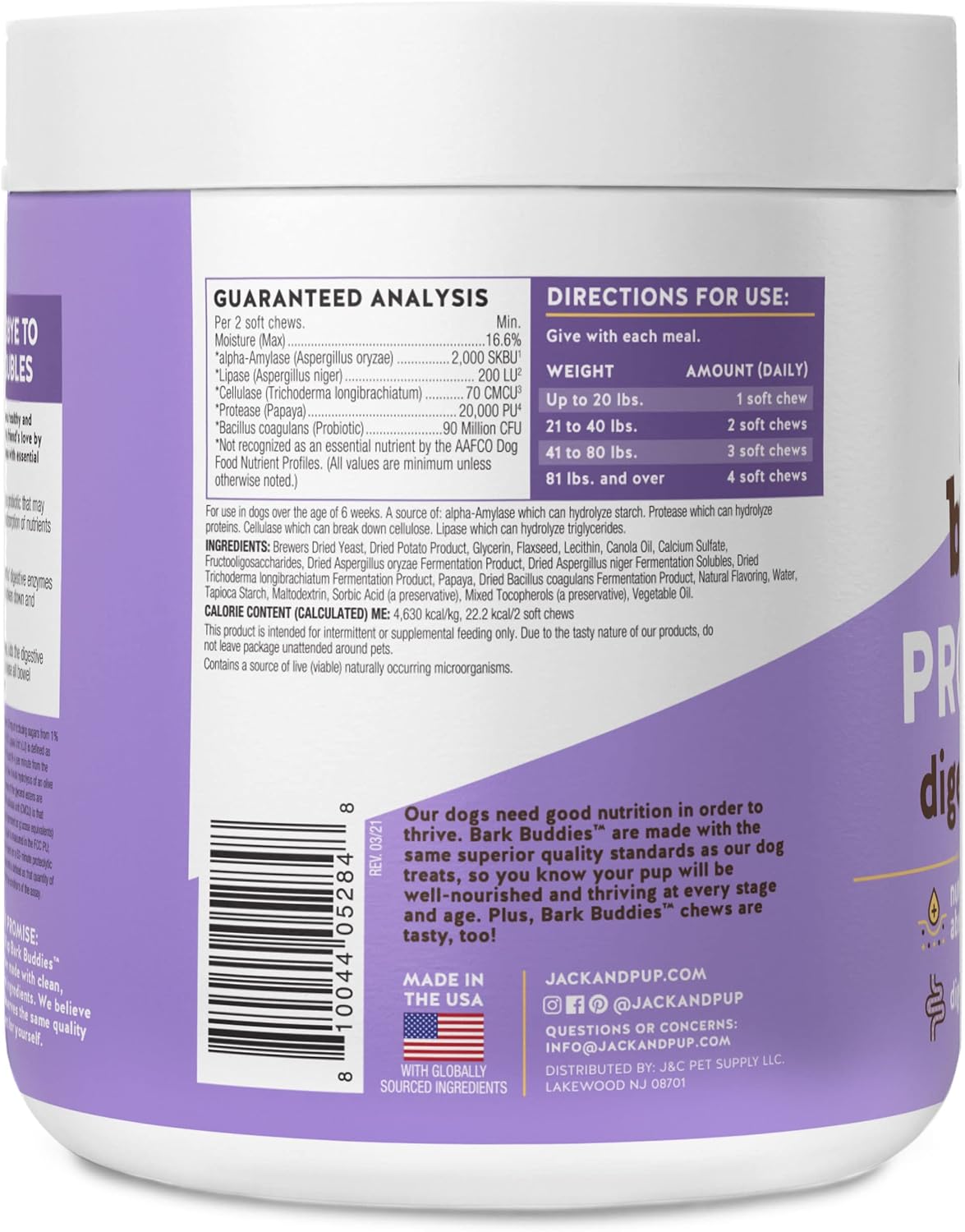 Jack & Pup Probiotic Chews for Small to Medium Dogs - Pet Probiotics for Puppies (60ct)