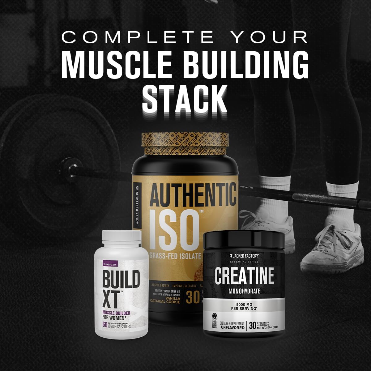 Jacked Factory Build-XT for Women with VitaCherry, ElevATP, & Senactiv - Muscle Growth Supplement for Women - 60 Count