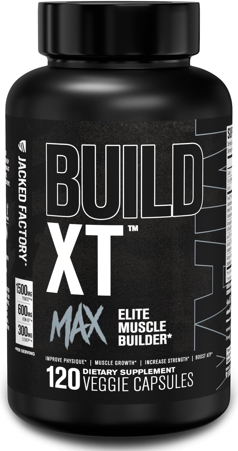 Jacked Factory Build-XT Max Muscle Builder - ATP Supplement for Muscle Recovery, Growth, & Endurance - 120 Count