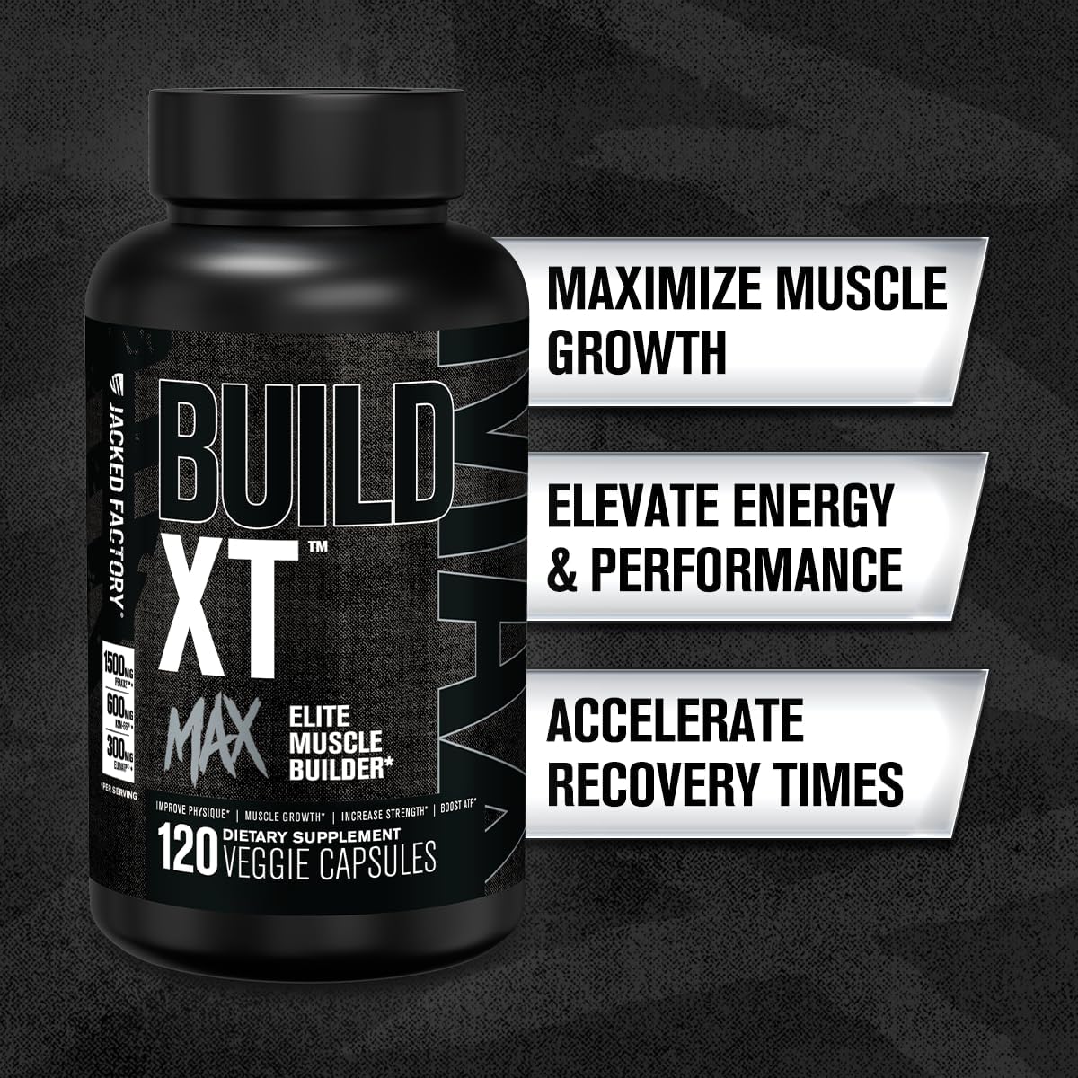 Jacked Factory N.O. XT Nitric Oxide & Build XT Muscle Builder Combo Pack (90 + 120 Count)