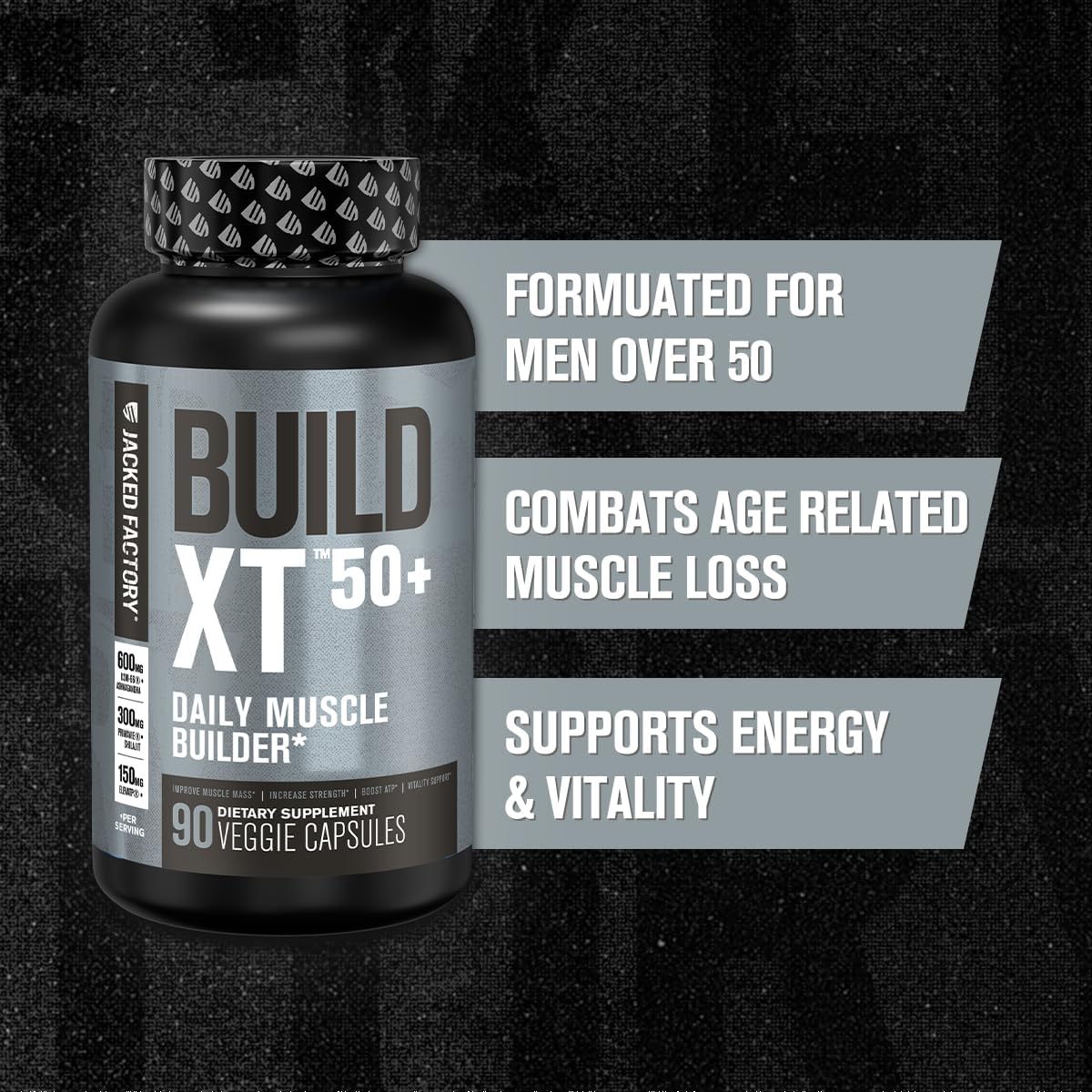 Jacked Factory N.O. XT Nitric Oxide & Build XT Muscle Builder Combo Pack - 90 Capsules Each - Muscle Growth, Pumps, Vitality & Recovery