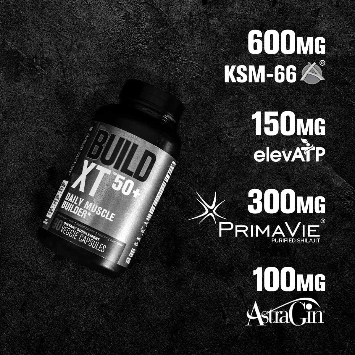 Jacked Factory N.O. XT Nitric Oxide & Build XT Muscle Builder Combo Pack - 90 Capsules Each - Muscle Growth, Pumps, Vitality & Recovery