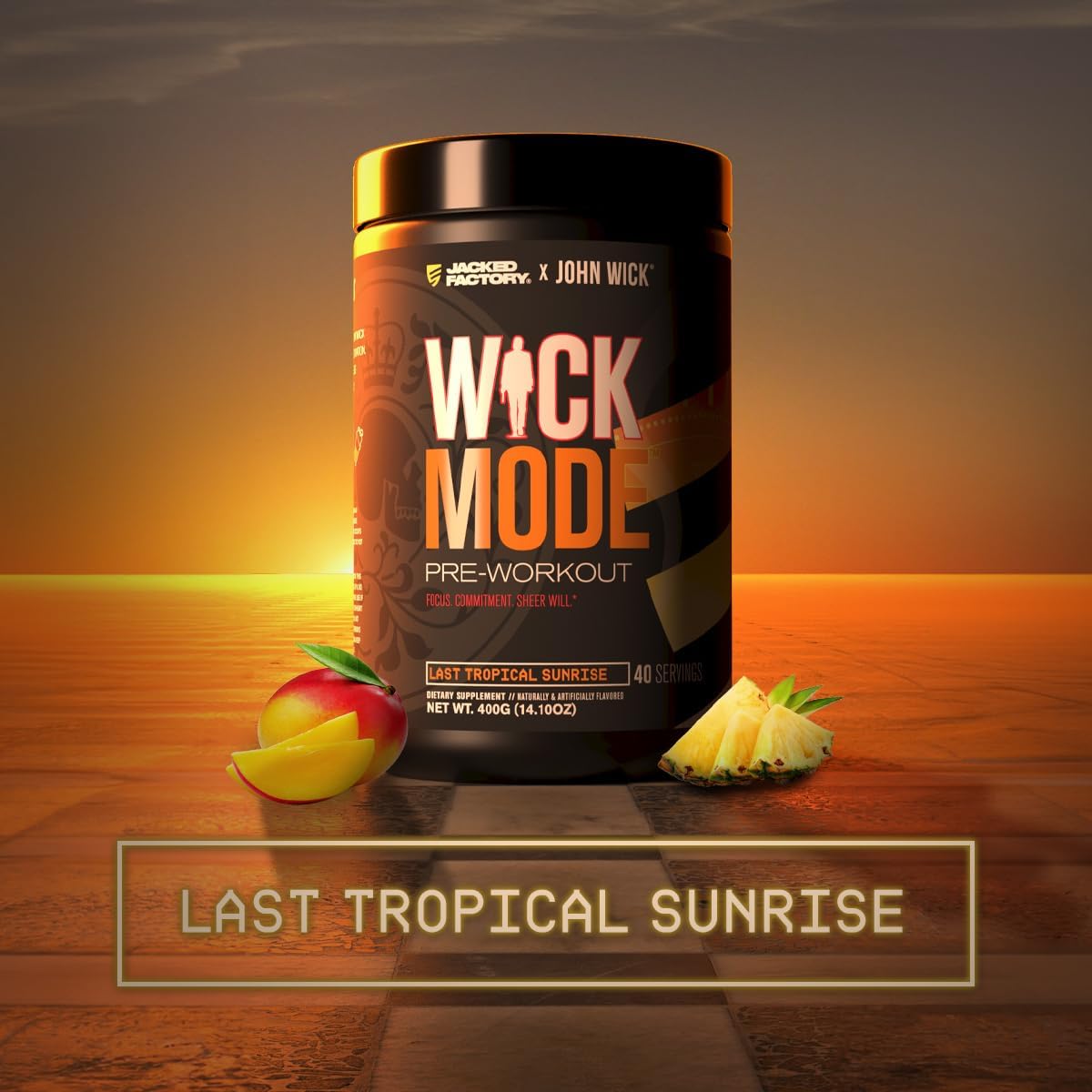 Jacked Factory X John Wick Wick Mode Pre Workout Powder - Tropical Sunrise & Cherry Blossom (80 Servings) - Intense Energy, Focus, and Willpower