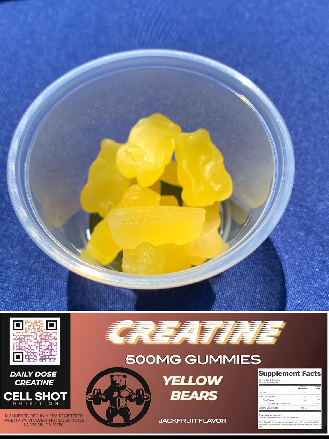 Jackfruit Creatine Gummies - 500mg Daily Dose for Performance and Recovery - 60 Gummies